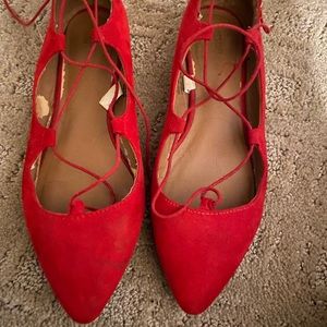 Red flats with straps